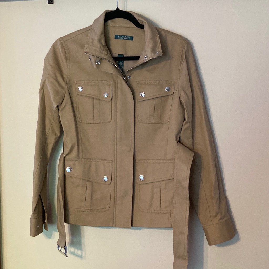 Lauren Ralph Lauren Tan Cotton Blend Twill Field Jacket
